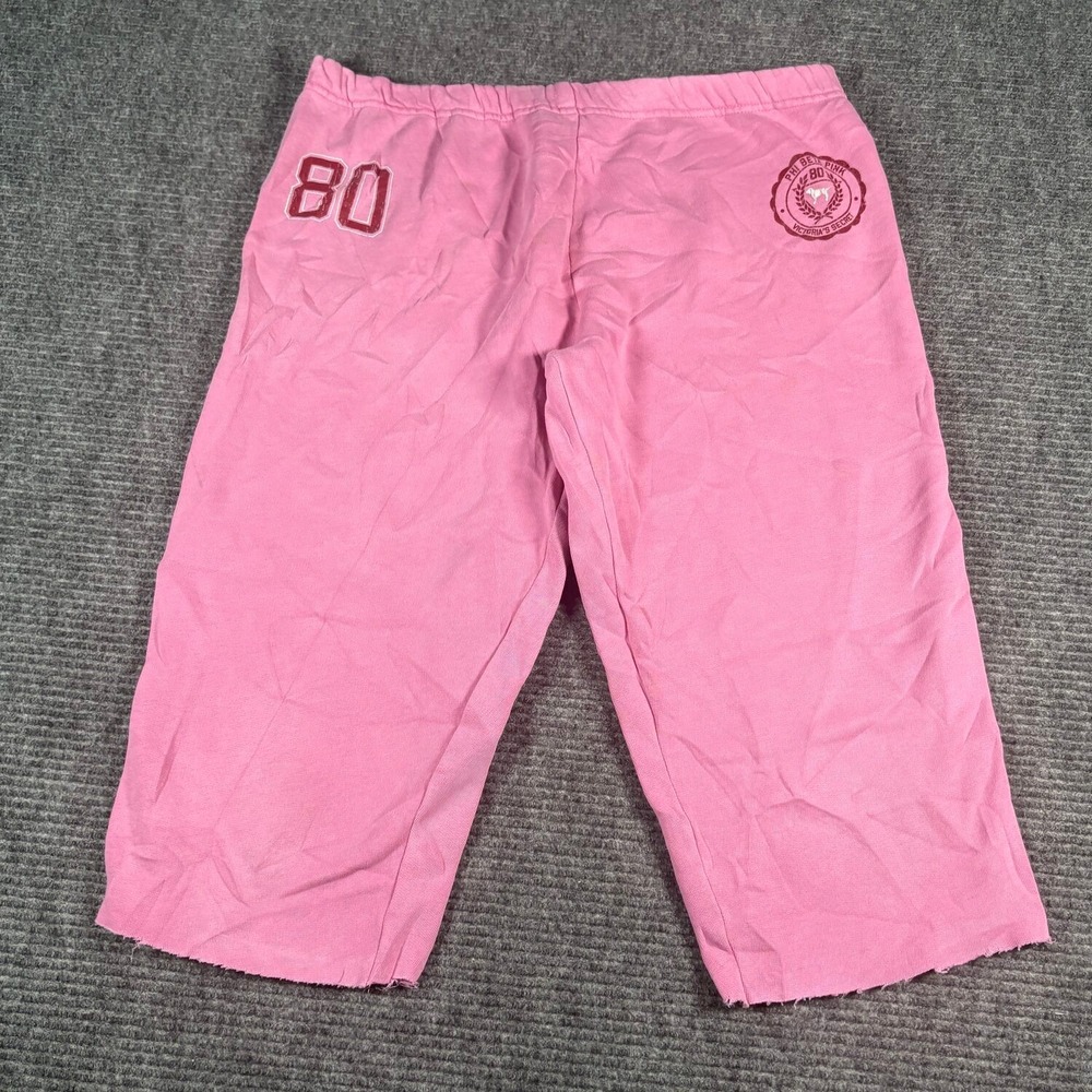 Victoria's Secret PINK Capri Sweatpants Womens Medium Pink Good Raw Hem Y2K